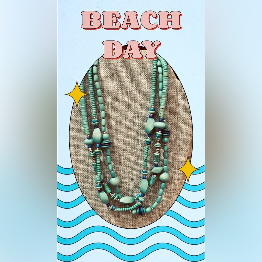 Sea foam green beaded necklace